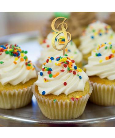 Letter J Cupcake Toppers Monogram Initial Last Name Floral Wreath Elegant For Wedding Anniversary Decorations Reusable Custom Any Initial Bridal Shower Gifts 6PCS Style-1 - Buy Online on GoSupps.com