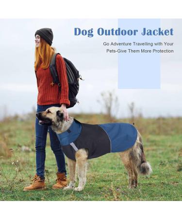 ROZKITCH Waterproof Dog Jacket with Harness Opening, Reflective Strip, Adjustable Windproof Raincoat for Small Medium Large Dogs - Blue-Black XL (Chest 28.3-32.2) - Buy Online on GoSupps.com