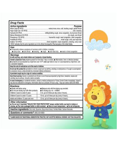 Hyland's Naturals Kids Cold & Cough Daytime Cough Syrup Medicine for Kids Ages 2+ Decongestant Sore Throat & Allergy Relief Natural Treatment for Common Cold Symptoms 4 Fl Oz (Pack of 2) - Buy Online on GoSupps.com