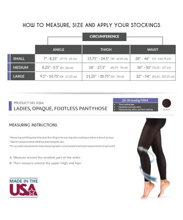 Buy Truform Women's 20-30 mmHg Medical Compression Tights - Footless Opaque Shapewear Support Pantyhose Black Small - International Shipping Available - Buy Online on GoSupps.com
