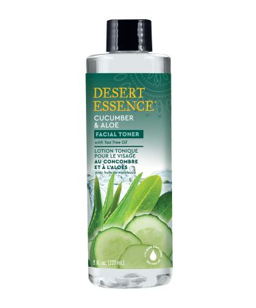 Desert Essence Facial Toner - Cucumber & Aloe w/Tea Tree Oil - Control Oil & Tighten Pores - 8 Fl Oz