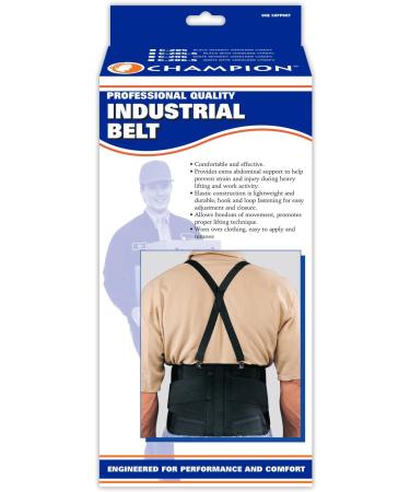 CHAMPION Industrial Belt Back Brace | Abdominal Support | Black | Regular | Comfort & Stability for Every Day - Buy Online on GoSupps.com