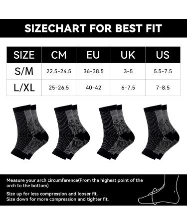 Plantar Fasciitis Compression Socks - 4 Pairs for Neuropathy & Ankle Support - Black - L-XL - Buy Online on GoSupps.com