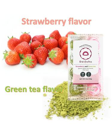 Japanese Daifuku Mochi Sweet Rice Cake with 3 Layers - Marshmallow Filling - 7.4oz (Strawberry and Green Tea Flavors) - Pack of 1 - Buy Online on GoSupps.com