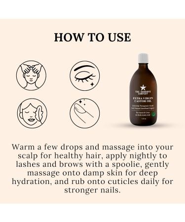 Premium USDA Organic Cold-Pressed Food Grade Castor Oil - 16.9 oz Glass Bottle, Hexane-Free, Small Batch, Extra Virgin, Ethically Sourced for Hair Growth, Skin Care, Lashes, Brows & Digestion Pure Cold-Pressed 16.9 Fl Oz (P  - Buy Online on GoSupps.com