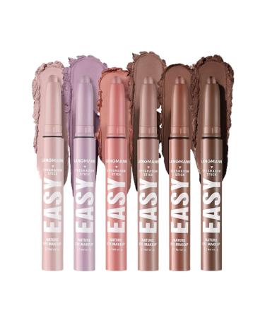 Eyeshadow Pencil Set Cream Eyeshadow Pen Long Lasting Eye Makeup Eye Brightener Creamy Long Lasting Eye Makeup 6 Pieces Durable Waterproof for Women