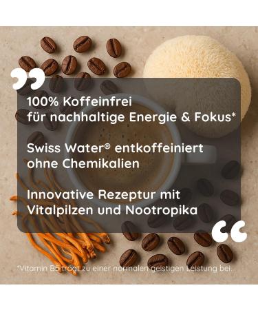  smaints smaints Mushroom Coffee - Caffeine-free mushroom coffee with Lion's Mane (Hericium) and Cordyceps - Vital adaptogenic mushrooms - Swiss Water Process - Caffeine-free and sugar-free - Instant coffee - Buy Online on GoSupps.com