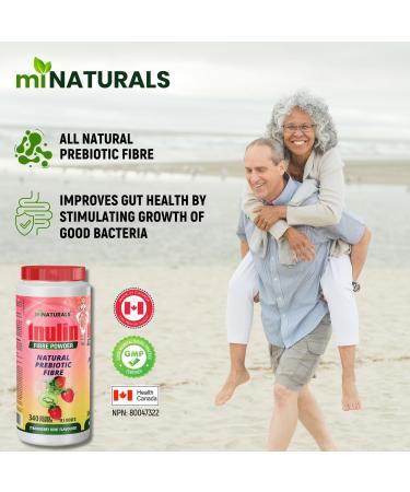 miNATURALS Pure Inulin Fiber Powder - Natural Prebiotic Fibre Supplement (340g - 106 Doses) - Strawberry/Kiwi Flavoured - Buy Online on GoSupps.com