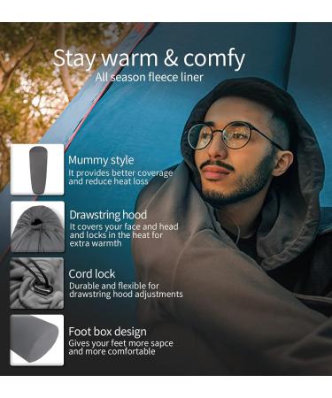 Litume All Season Sleeping Bag Liner - Lightweight Mummy Sack for Backpacking, Camping, and Travel - Adds Up to 27F - Drawstring Hood - No Zipper - Buy Online on GoSupps.com