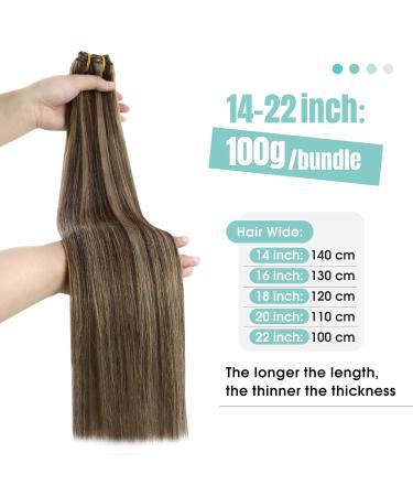 Youngsee 50cm Remy Hair Extensions - Dark Brown to Blonde Ombre Weft - 100g Real Hair Treats - Buy Online on GoSupps.com