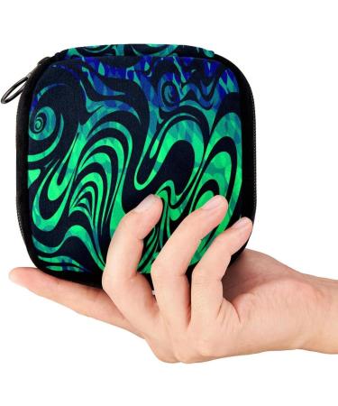 Period Bag Sanitary Napkin Storage & Makeup Pouch - Abstract Green Blue Color - Buy Online on GoSupps.com
