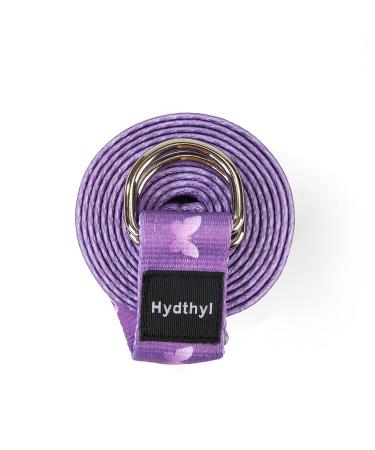 Hydthyl Yoga Strap with Adjustable D-Ring Buckle, 6/8/10 Feet, Durable Soft Material Exercise Belt with Portable Carry Bag for Yoga, Physical Therapy, Pilates, Dance, Stretch Butterfly purple 6FT