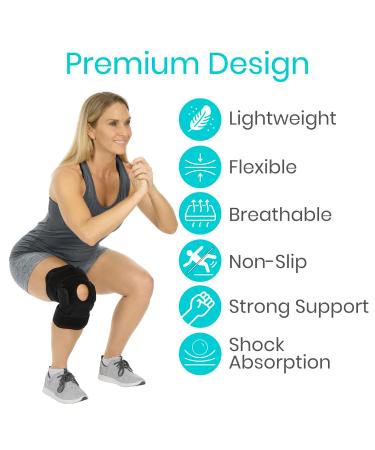 Vive Hinged Knee Brace for ACL & Meniscus Tear - Lightweight Breathable Open Patella Support with Side Stabilizers - Adjustable Comfort for Men & Women - Small Size - Buy Online on GoSupps.com