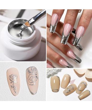 Metallic Painting Gel Holographic Nail Polish - Reflective Mirror Metal for Nails Art Silver Painted Gel Nail Polish - Buy Online on GoSupps.com