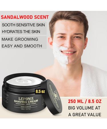 LEPONIX Shaving Cream Luxury Large Size Shaving Cream for men Rich Lather for a Protective Smooth & Moisturizing Shave Experience Sandalwood Scent - 8.5 Oz - Buy Online on GoSupps.com