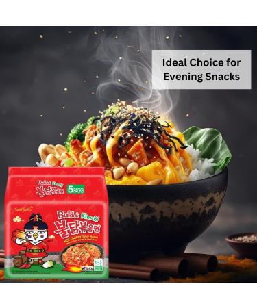 Samyang Kimchi Noodles - Hot Chicken Flavor - Ramen Buldak Spicy Noodles - Ideal Choice for your Evening Snack or Anytime Hunger (Pack of 2) Kimchi Pack of 2 - Buy Online on GoSupps.com