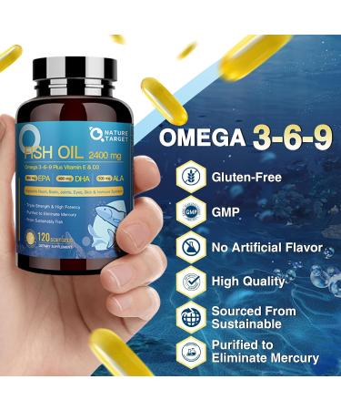 NATURE TARGET Triple Omega 3 6 9 Fish Oil 2400mg - 120 SoftGels  - Buy Online on GoSupps.com