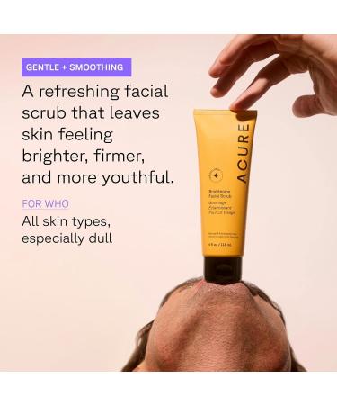 Acure Brightening Facial Scrub with Argan Extract & Chlorella - 4 FL oz | Exfoliate & Restore Radiance - Buy Online on GoSupps.com