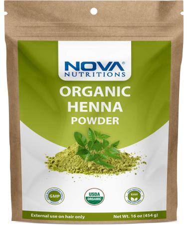 Nova Nutritions Certified Organic Henna Powder 16 OZ (454 gm) - 100% Natural & Chemical Free