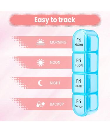 Pill Box 4 Times a Day 7 Days Pill Organiser Box with 28 Compartments Weekly Pill Case for Morning Noon Evening and Bed Time (Pink) - Buy Online on GoSupps.com