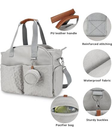 SONARIN Multifunctional Stylish Baby Nappy Changing Tote Bag - Large Capacity Waterproof Satchel Messenger Bag for Travel - Grey - Buy Online on GoSupps.com