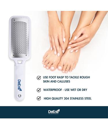 DeEnti Metal Foot Rasp - Professional Stainless Steel Callus Remover Lightweight Foot Scrubber for Salon-Quality Manicure & Pedicure - Buy Online on GoSupps.com