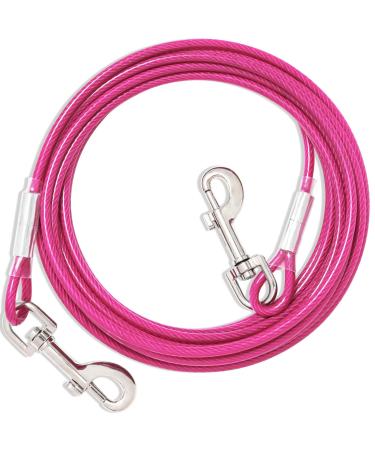 Tie Out Leashes For Dogs 3/6/9/15m Tie Out Cables For Dog Yard Leash Yard Leash For Medium to Large Dogs (Rose Red 15m) 15m Rose Red