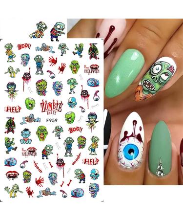 8 Sheets Halloween Nail Art Stickers - 3D Gothic Designs for Women | Skull Snake & Flower Decals | Perfect for Spooky Nail Art - Buy Online on GoSupps.com