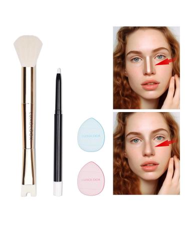 U-Shaped Viral Contour Nose Brush Set | Dual-Ended Makeup Brush & Foundation Sponge for Perfect Contouring | Enhance Your Look with Professional Makeup Tools - Buy Online on GoSupps.com