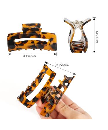 8 Pack Medium Size Leopard Print Hair Claw Clips - Strong Hold Acrylic Barrettes for Women and Girls - Buy Online on GoSupps.com