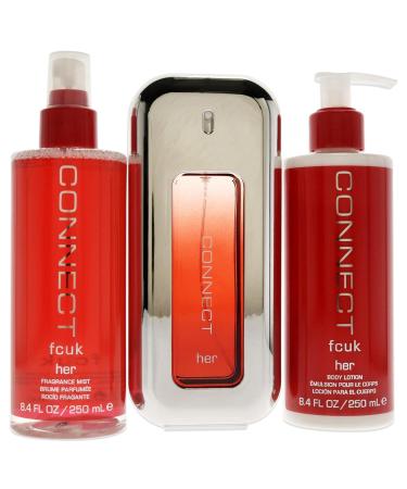 French Connection UK Fcuk Connect 3.4oz EDT Spray 8.4oz Body Lotion 8.4 Fragrance Mist Women 3 Pc Gift Set - Buy Online on GoSupps.com