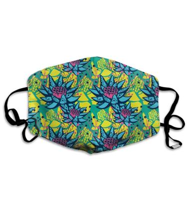 Lotus Plant Washable Reusable Mask Cotton Anti Dust Half Face Mouth Mask For Kids Teens Men Women With Adjustable Ear Loops