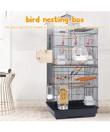RANYPET Transparent Budgie Nesting Box with Perch | Wood Bird Cage House for Lovebirds, Budgies, Finch | 12x12x19.5 cm - Buy Online on GoSupps.com
