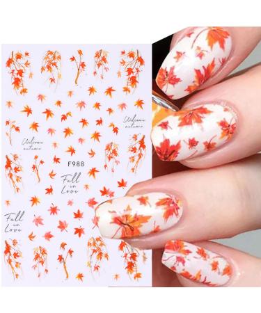 3D Maple Leaf Nail Art Stickers - Fall Embossed Decals for Women & Girls | Autumn Thanksgiving Nail Decorations (4 Sheets - Buy Online on GoSupps.com