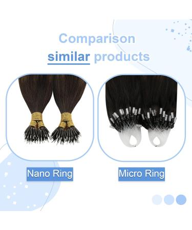 Youngsee Nanoring Extensions - Real Hair Ombre Nano Ring Extensions (35cm 50g) - Dark Brown & Medium Brown #2/2/6 - Buy Online on GoSupps.com