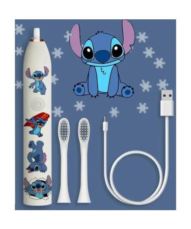 Kids Stitch Electric Toothbrush Rechargeable Long Battery Timing Children's Toothbrushes 2 Replacement Brush Heads for Ages 3-18+ Junior Boys Girls Unisex