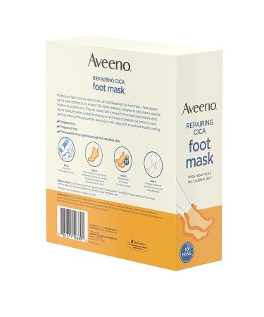 Aveeno Repairing CICA Foot Mask with Prebiotic Oat and Shea Butter - 6 Pairs of Moisturizing Slippers for Extra Dry Skin - Buy Online on GoSupps.com