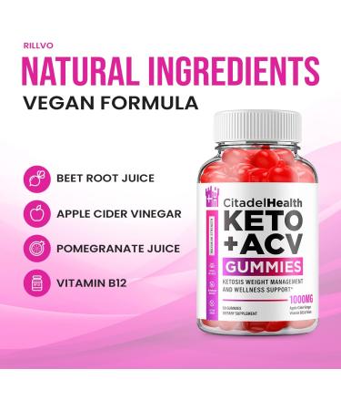 Citadel Health Keto ACV Gummies Citadel ACV + Keto Advanced Keto Formula Shark Plus Apple Cider Vinegar Keto Tank Gummies Oprah Dietary Supplement B12 Beet Root Juice Men Women (60 Gummies) - Buy Online on GoSupps.com