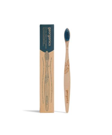 Georganics - Sustainable & Natural toothbrush made of beech wood - recycle and compostable handle soft BPA -free nylon bristles for adults - vegan without SLS animal experiments and fluoride - hard
