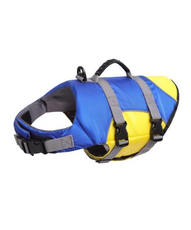 Cit toile life jacket Dog Small with handle and reflective dogs swimming jacket size adjustable Dog Life Jacket strong buoyancy breathable active easier for water sports blue S dark blue s