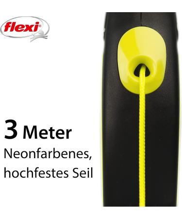 Flexi New NEON XS 3m Dog Leash for Dogs Up to 8kg - Black/Neon Yellow - Durable & Stylish - Buy Online on GoSupps.com