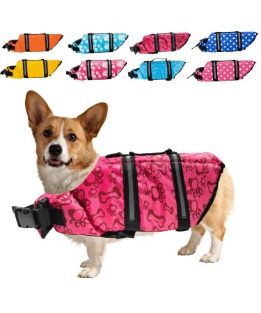 Dog Life Preserver, Dog Life Vests for Swimming, Beach Boating with High Buoyancy, Dog Flotation Vest for Extra Small Dogs (Red Bone,XS) X-Small Red Bone