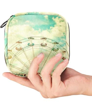 Buy Menstrual Bag with Zipper - Stylish Ladies Napkin & Tampon Collection Bag for Women & Girls (Ferris Wheel) | International Shipping Available - Buy Online on GoSupps.com