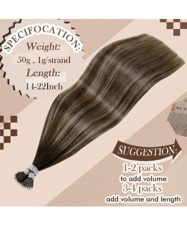 Ombre Nano Tips Hair Extensions 20 Inch Balayage Nano Ring Hair Extensions Real Human Hair Nano Human Hair Extensions Dark Brown to Blonde Natural Straight 50s/50g - Buy Online on GoSupps.com