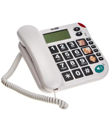 Maxcom KXT480BB UK Fixed Line Big Button Corded Phone with LCD Display and Direct Photo Memory Buttons - White