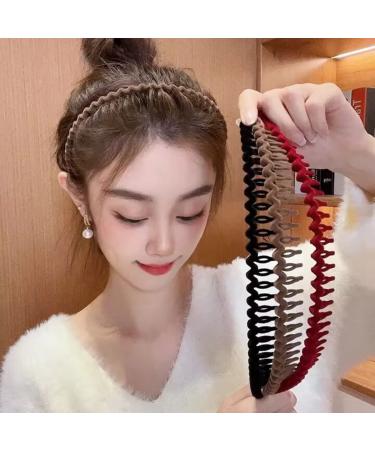 3 PCS Non Slip Headbands for Women Girls Cloth Rhinestone Hair Bands with Teeth Womens Wave Pattern Head Bands for Hair (cloth style)