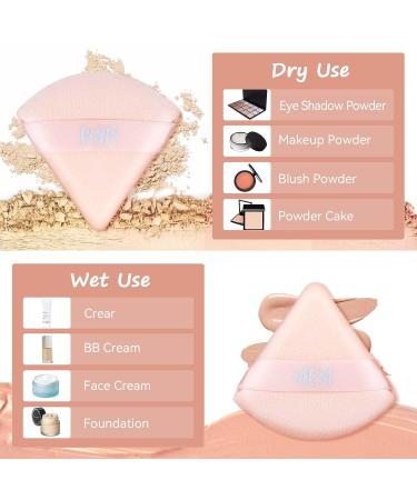 MEM Triangle Powder Puff - 8 Pcs Soft Velour Makeup Puffs for Face Powder Application | Wet & Dry Use Makeup Sponge Tools in Skin-Friendly Black&Nude - Buy Online on GoSupps.com