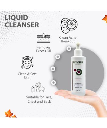 DR. SCHAVIT Novaderm Gentle Cleanser For Combination Oily and Acne Prone Skin. Face Wash For The Treatment and Clearing of Pimples. Removes Blackheads. 200ml/6.76Fl.Oz - Buy Online on GoSupps.com