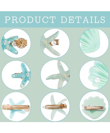 12-Piece Shell Pearl Starfish Seashell Hair Clip Set - Beach Wedding Accessory - Buy Online on GoSupps.com