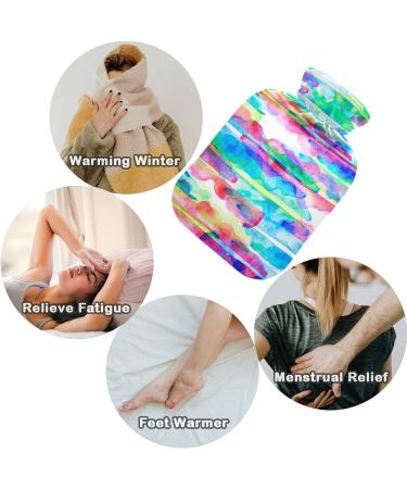 NAANLE Hot Water Bottle with Watercolor Strips | 1L Thermal Relief | Handheld Warmers for Pain & Cold Therapy | Convenient Cover & Transparent Bag - Buy Online on GoSupps.com